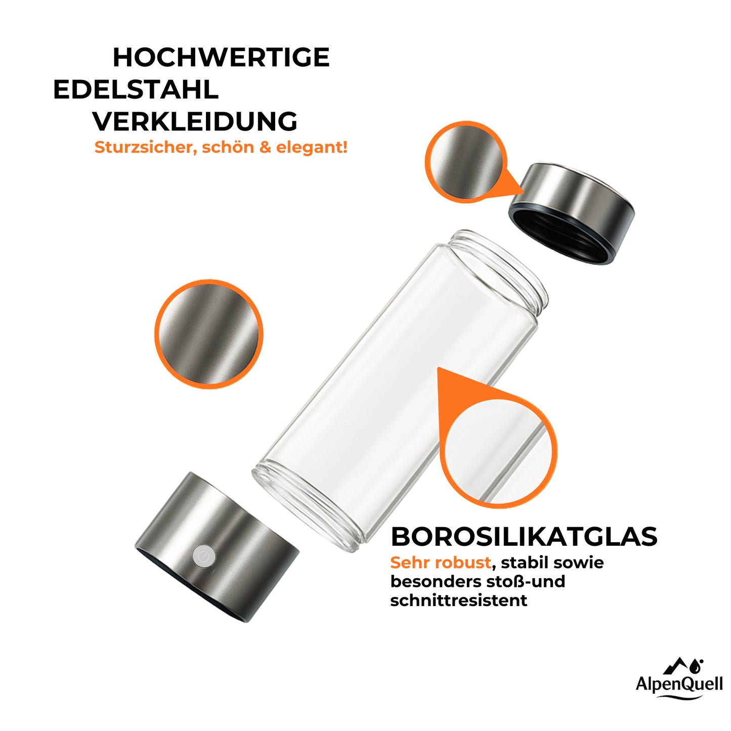 Wasserstoffflasche H2 – Tragbarer Wasserstoff-Generator – 450ml – USB