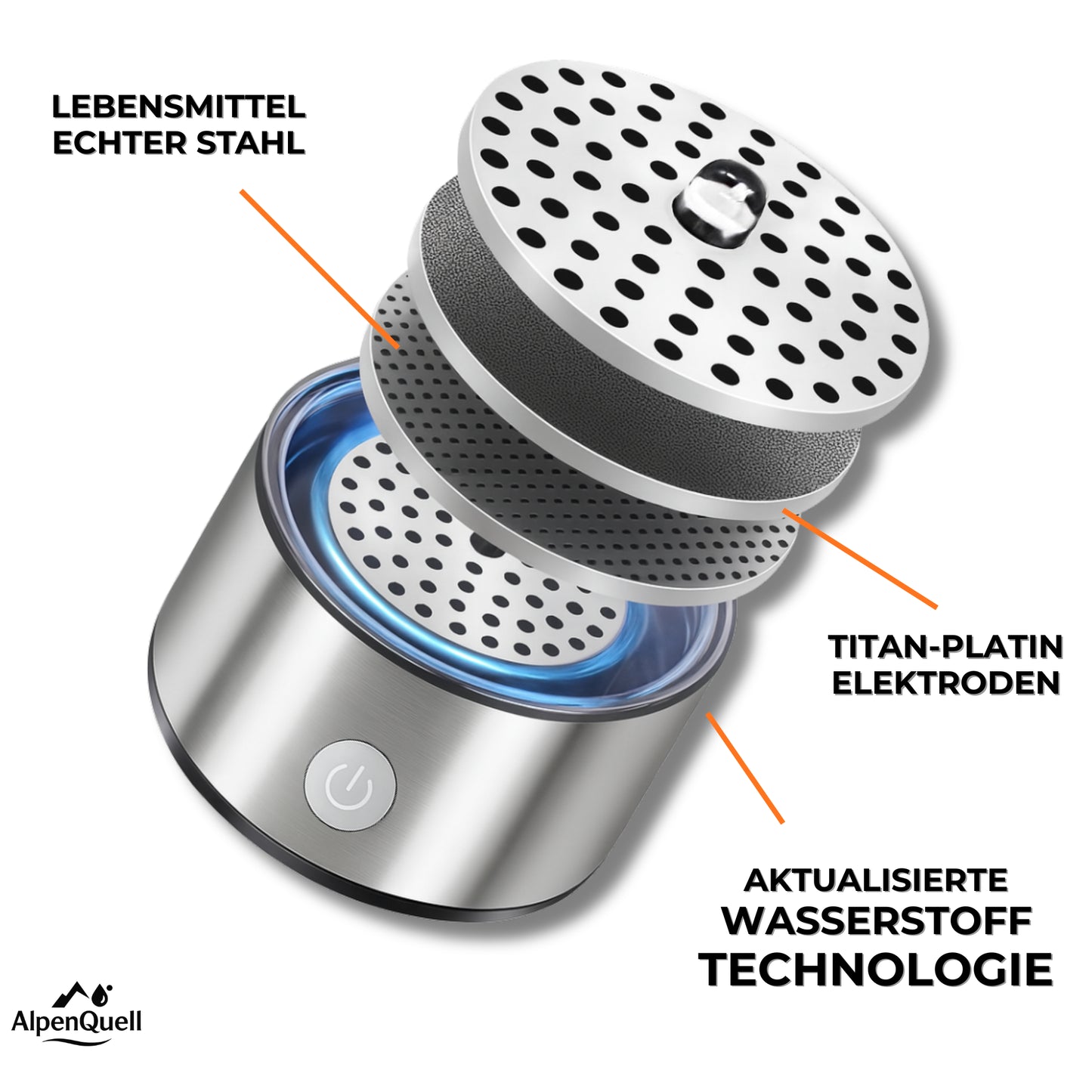Wasserstoffflasche H2 – Tragbarer Wasserstoff-Generator – 450ml – USB