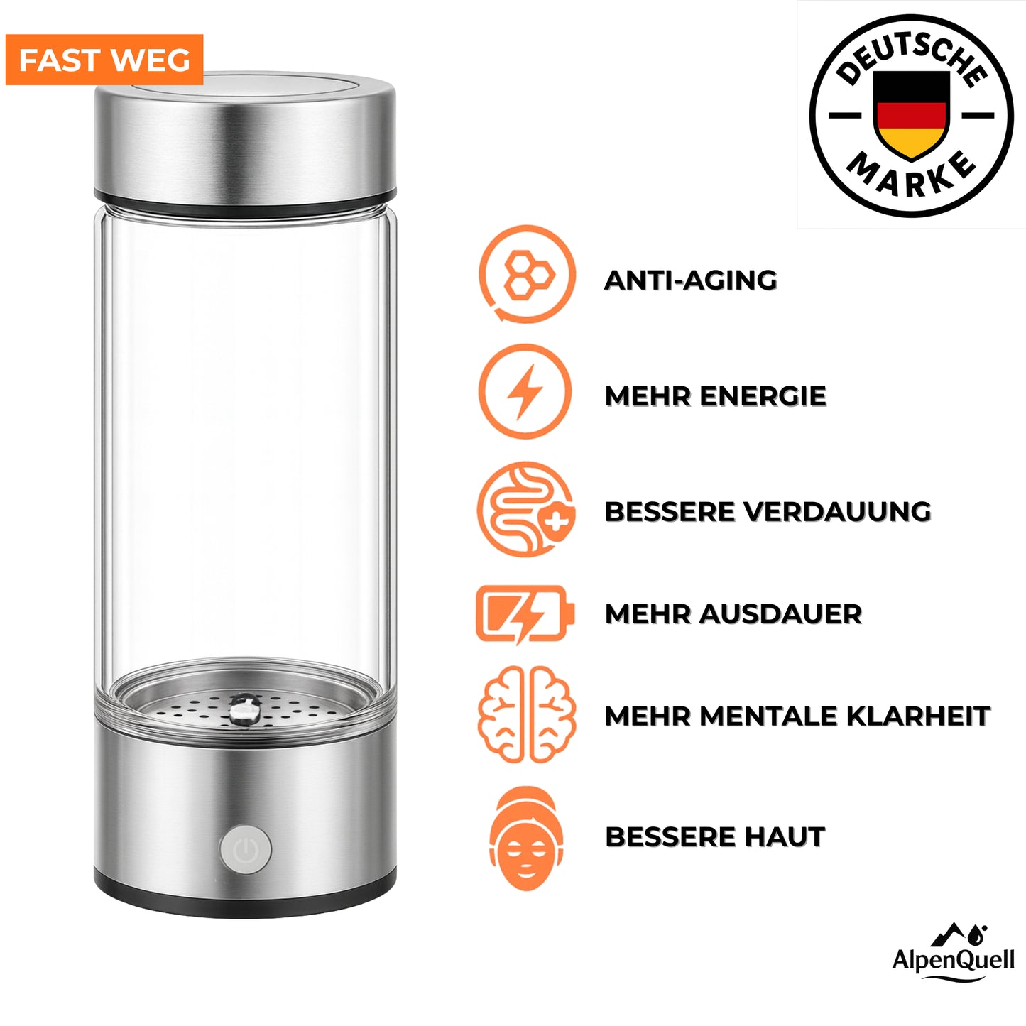 Wasserstoffflasche H2 – Tragbarer Wasserstoff-Generator – 450ml – USB